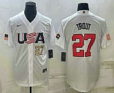 Men's USA Baseball #27 Mike Trout Number 2023 White World Baseball Classic Replica Stitched Jerseys,baseball caps,new era cap wholesale,wholesale hats